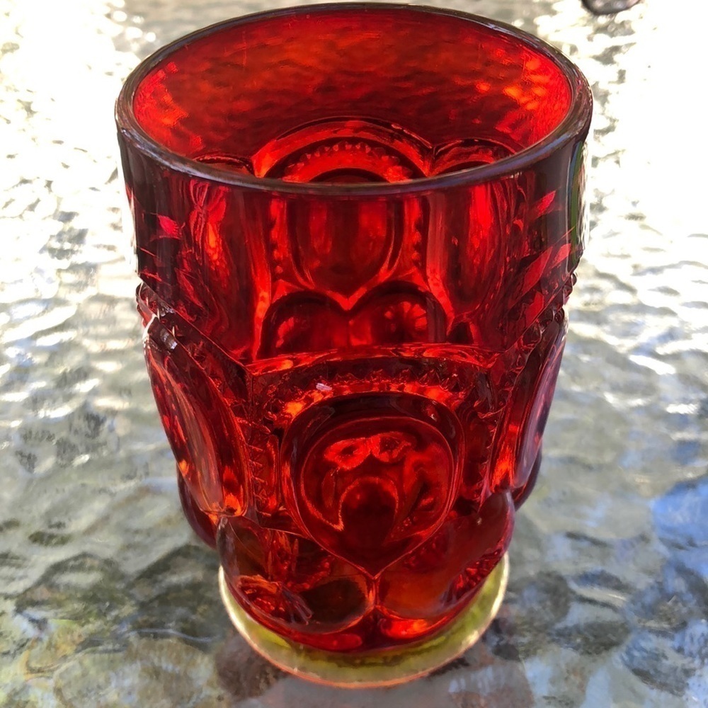 L.E. Smith Vintage Amberina Glass Tumbler Moon and Stars Pattern
